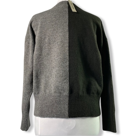 Color Block Sweater Black & Gray  V-neck, Modern Soft & Cozy by Sweet Romeo - Picture 2 of 10